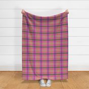 Galah Piqué Tartan - hot pink, apricot, lime green