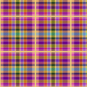 Checkerboard Rainbow Tartan - magenta, violet, sunshine, amber