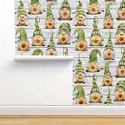 Gnomes with Sunflowers on Shiplap - large scale