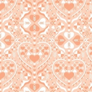 love heart ❤️ damask - peach - small