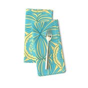 yellow coins turquoise mint Neo Art Deco trending table runner tablecloth napkin placemat dining pillow duvet cover throw blanket curtain drape upholstery cushion duvet cover clothing shirt wallpaper fabric living home decor 