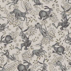 Rabbit Hare Paisley in mid-tone neutral colors - large - 