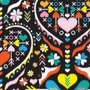 rainbow love heart ❤️ damask - medium