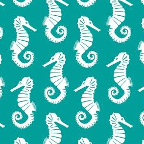 seahorses - teal green