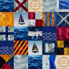 nautical flags ocean sailboats compass large scale