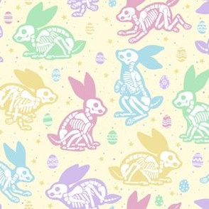  Easter Bunny Skeletons on Cream