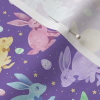 Pastel Easter Bunnies on Purple