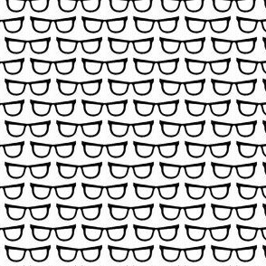 eye wear 1" tiny quilt print black and white   