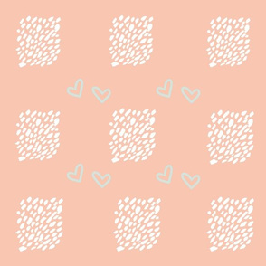 Packaging hearts on coral pink