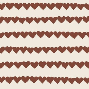 cute valentines day fabric heart strings in rich brown