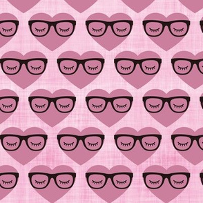 Pink Hearts with Glasses on Pink Linen