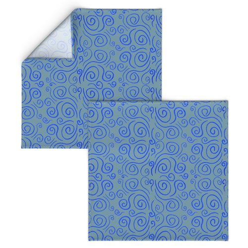 Royal Blue Metallic Swirls on Warm Gray Zen Tile