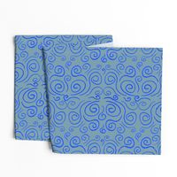 Royal Blue Metallic Swirls on Warm Gray Zen Tile