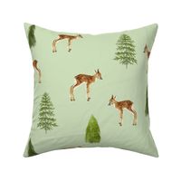 Fawn Forest - Small on Green Background