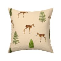 Fawn Forest - Small on Peach Background