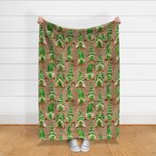 Irish Gnomes on Burlap - large scale