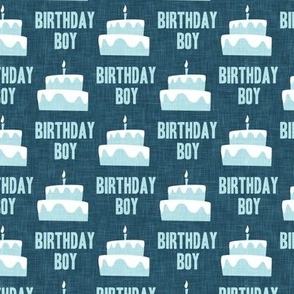 Birthday Boy - Birthday Cake - blue on blue - LAD20