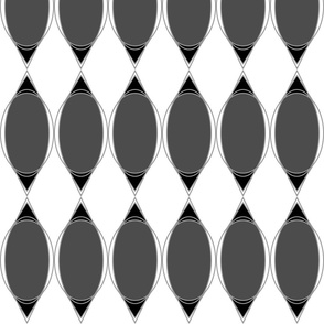 Modern Harlequin Ogee Simple -- Black White Slate Grey Minimalist Design -- Small Scale -- Wallpaper, Home Decor