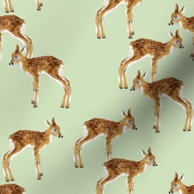 Fawn Party - Smaller Scale on Green
