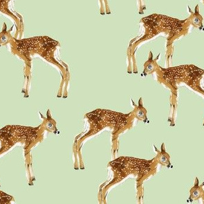 Fawn Party - Smaller Scale on Green