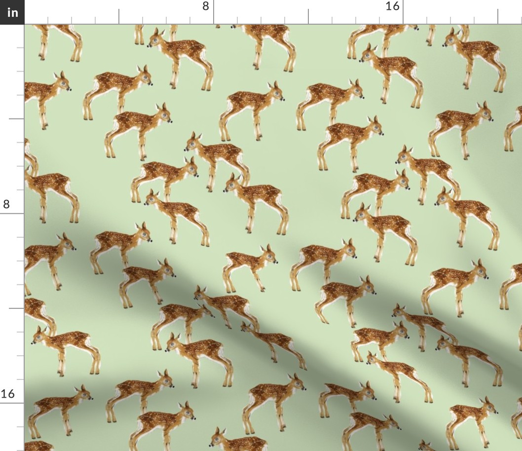 Fawn Party - Smaller Scale on Green