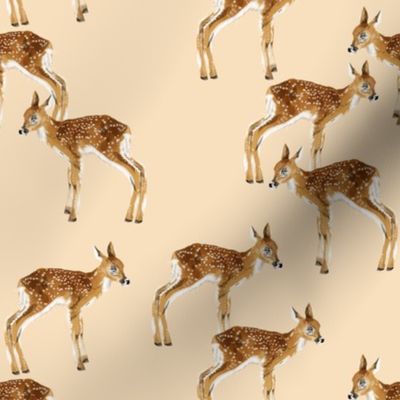 Fawn Party - Smaller Scale on Peach
