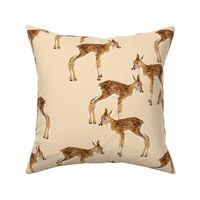 Fawn Party - Larger Scale on Peach
