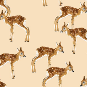 Fawn Party - Larger Scale on Peach