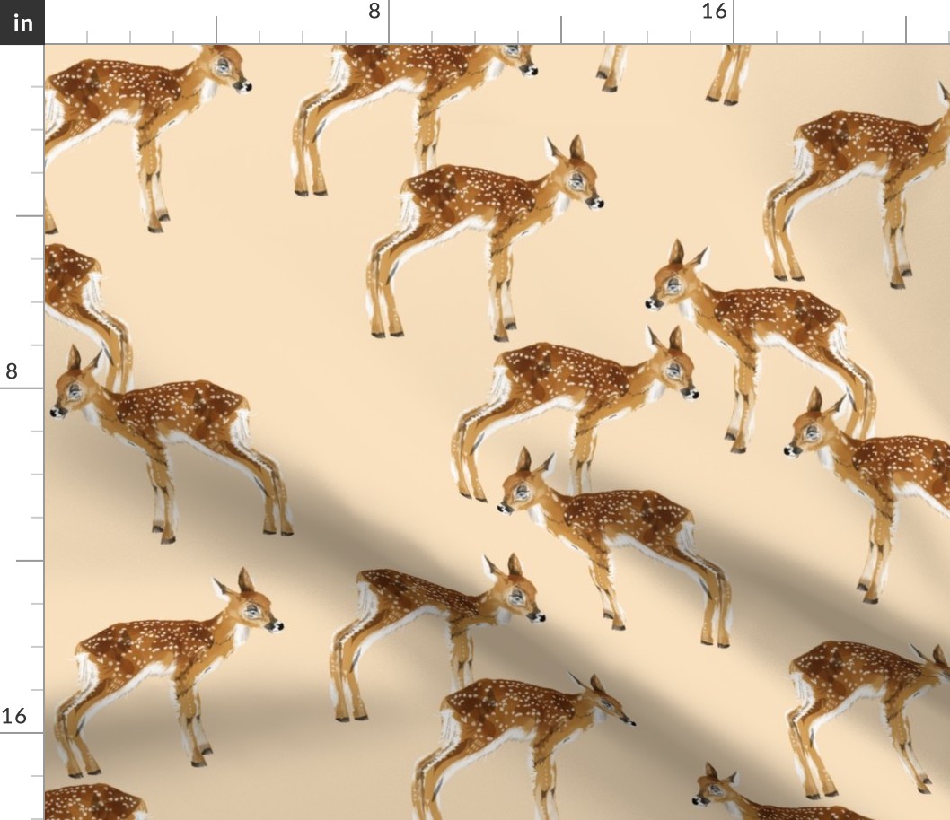 Fawn Party - Larger Scale on Peach