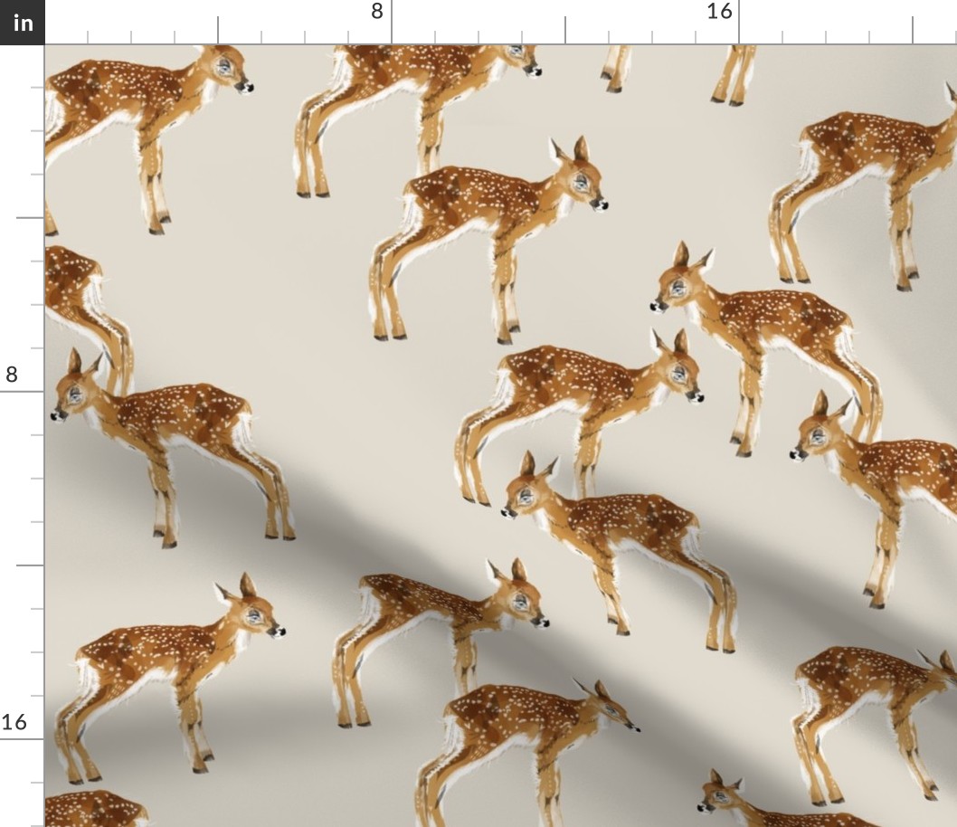 Fawn Party - Larger Scale on Tan