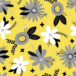 Mellow Floral (Yellow and Gray)