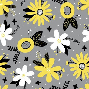 Mellow Floral (Yellow and Gray)