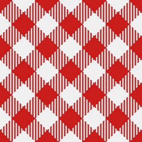 Gingham diagonal red white large