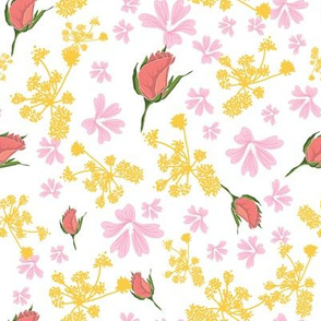 Colorful flowers and roses pattern