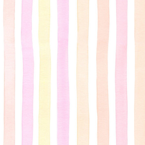 Watercolour pink, orange, coral and yellow vertical stripes M
