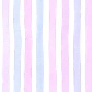 Watercolor pink, blue and lilac vertical stripes, shabby chic, wavy stripes, pinkish and lavender wallpaper  M