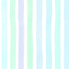 Watercolor blue and turquoise vertical stripes S