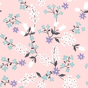 Romantic Flowers on Pink - Large Scale