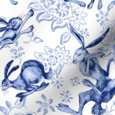 Rabbit Hare Paisley - light blue - large -