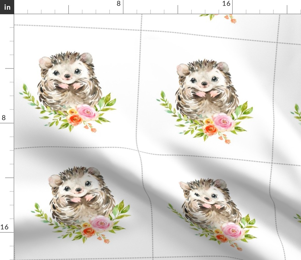 9” Hedgehog Floral Nature Trails with dotted cutting lines