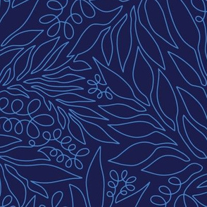 Contour Line Botanicals Navy Blue