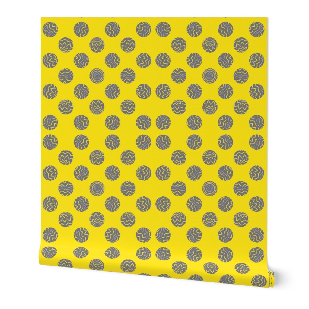 Yellow and Gray - Zebra Dots