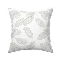 Jumbo banana leaves tropical botanical jungle garden boho nursery neutral mist gray green on white