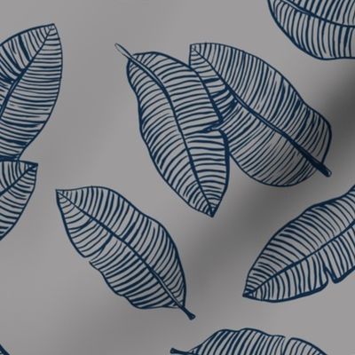 Jumbo banana leaves tropical botanical jungle garden boho nursery neutral gray navy blue