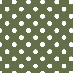 Polka dots olive green white 