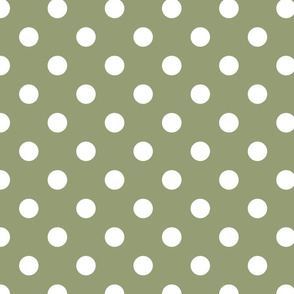 Polka dots sage green white 