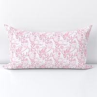 Toile cats wallpaper pink