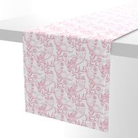 Toile cats wallpaper pink