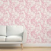 Toile cats wallpaper pink