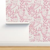 Toile cats wallpaper pink